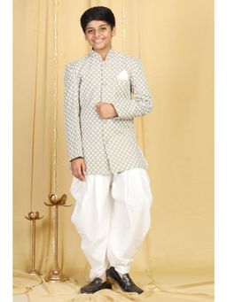 AJ Dezines - Full Sleeve Embroidered Indo Western Salwar - Pista (Set of 2)